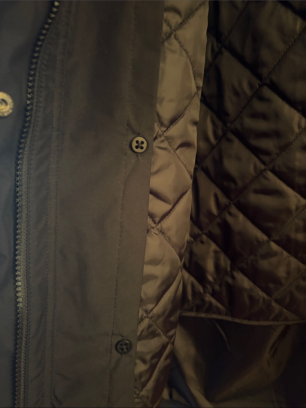 Lands' End Women’s Black Quilted-Lined Trench Coat with belt size large 14-16 - Picture 2 of 9